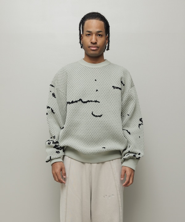BAL �Х� JACQUARD PATTERN CREWNECK SWEATER