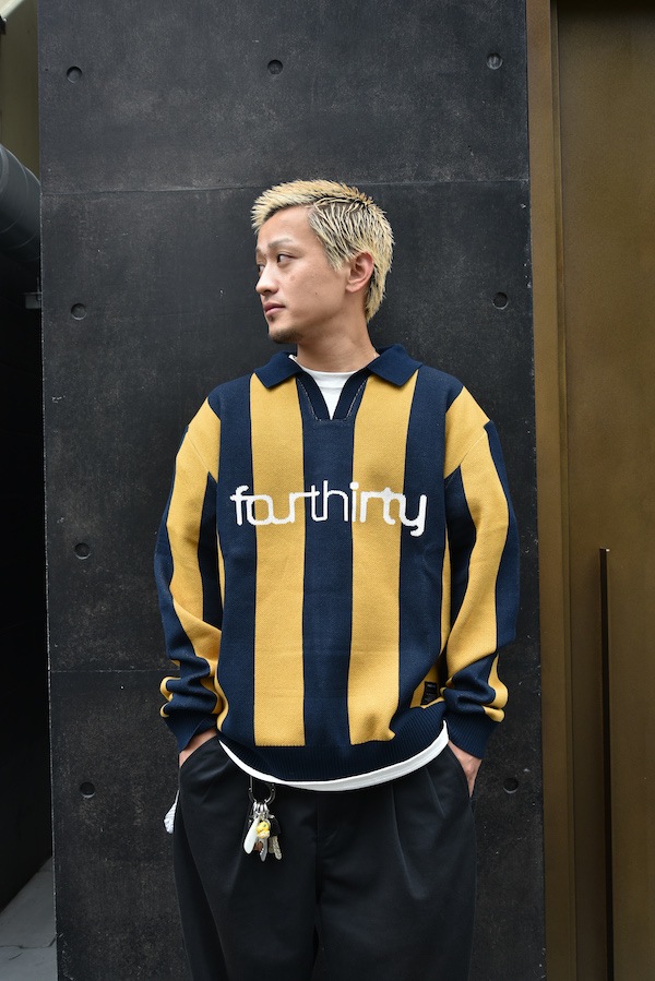 430 fourthirty �ե��������ƥ� L/S STRIPE JERSEY KNIT POLO