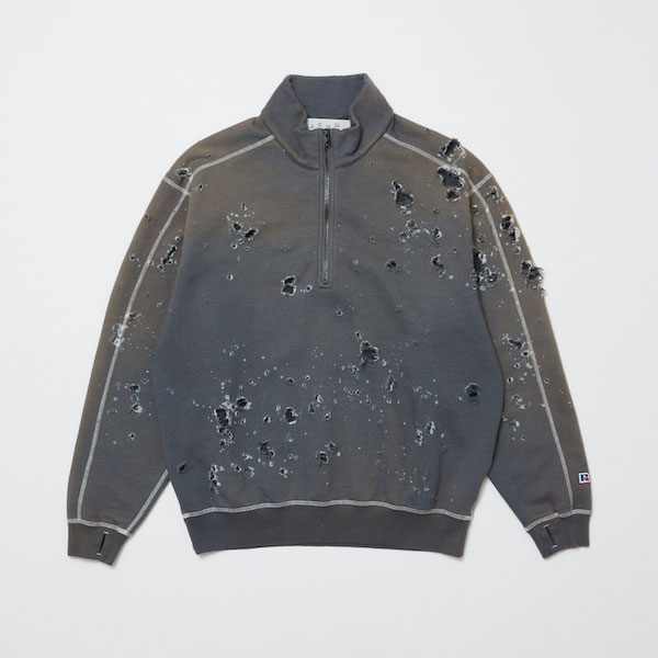 BAL Х BAL / RUSSELL DISTRESSED ATHLETIC HEAVY COTTON HALF ZIP