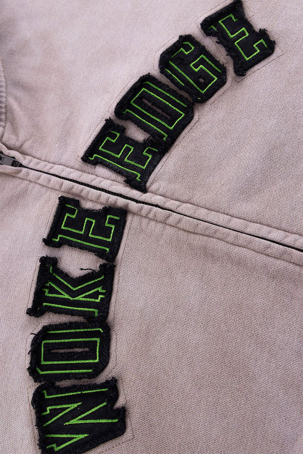 WOKE EDGE �����������å� Faded Embroidery Zip Up Hoodie