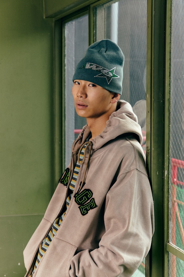 WOKE EDGE �����������å� Faded Embroidery Zip Up Hoodie