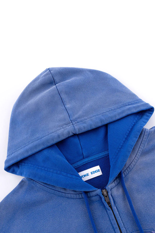 WOKE EDGE �����������å� Faded Embroidery Zip Up Hoodie