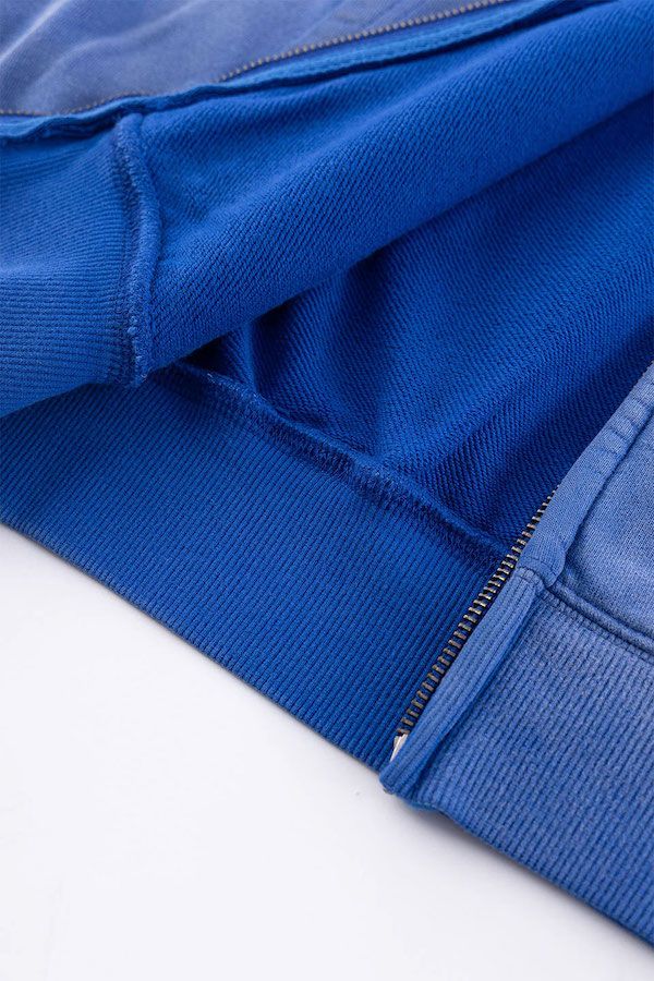 WOKE EDGE �����������å� Faded Embroidery Zip Up Hoodie