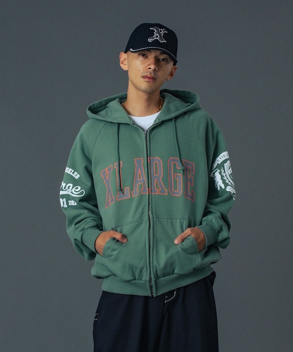 XLARGE �������ȥ�顼�� RAGLAN ZIP UP HOODED SWEATSHIRT
