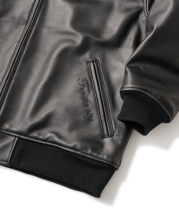 FTC ���եƥ������� LEATHER ZIP VARSITY JACKET