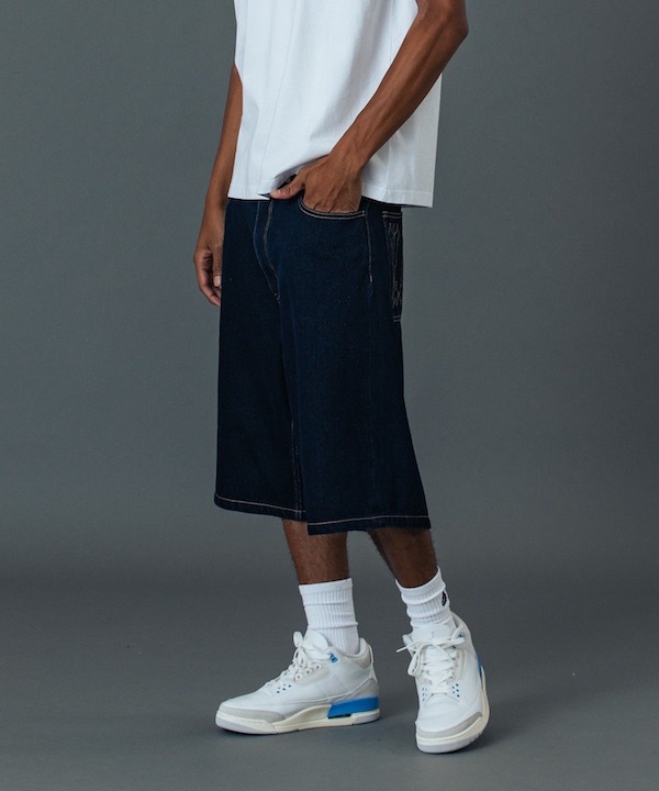 XLARGE �������ȥ�顼�� STITCHED LOGO DENIM SHORTS