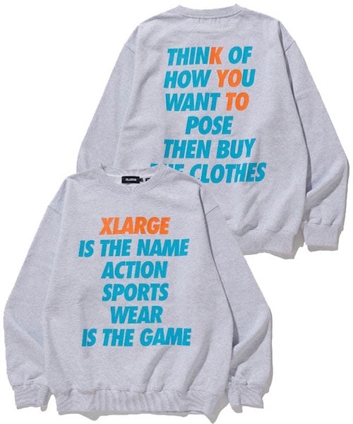 XLARGE �������ȥ�顼�� KYOTO LTD MESSAGE CREWNECK SWEAT