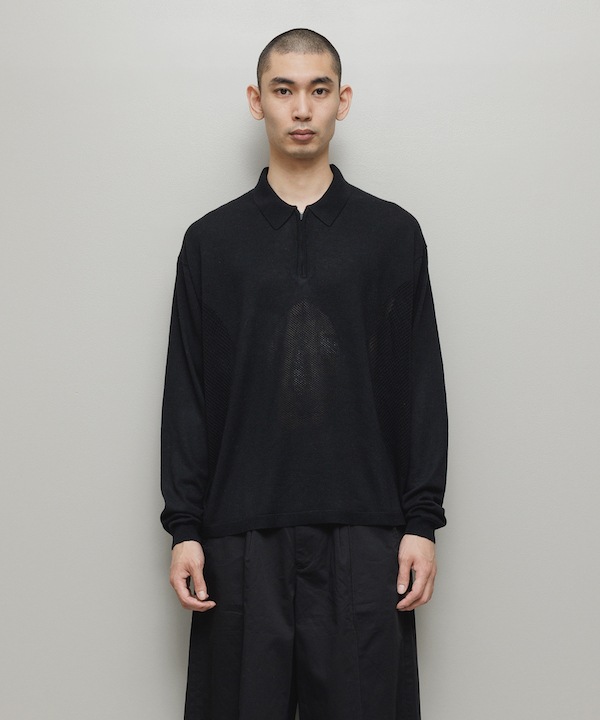 BAL �Х� VENTILATION MESH KNIT ZIP POLO LS