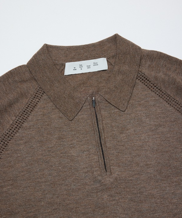 BAL �Х� VENTILATION MESH KNIT ZIP POLO LS