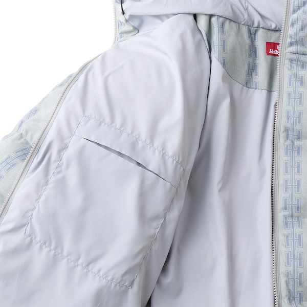 Hellrazor إ쥤 H CHAIN SUEDE HOODED DOWN JACKET