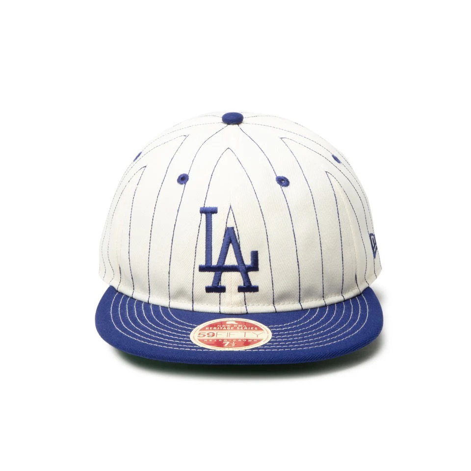 NEW ERA ˥塼 RC 59FIFTY Flat Visor MLB Heritage Collection Los Angeles Dodgers Cooperstown Chrome Pinstripe/Dark Royal Visor