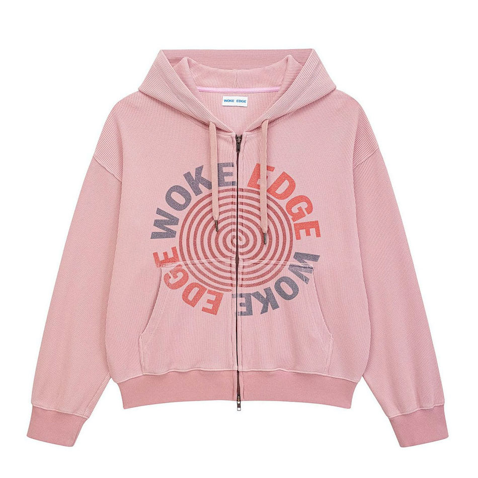 WOKE EDGE �����������å� Washed Thermal Zip Hoodie