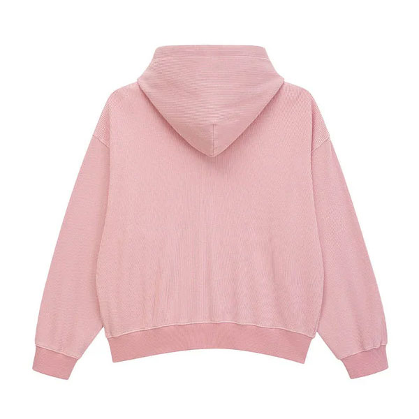 WOKE EDGE ピンク サーマルジップパーカー Washed Thermal Zip Hoodie｜WOKE EDGE｜フーディー