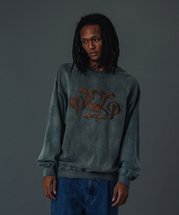 XLARGE �������ȥ�顼�� EMBROIDERED BLEACHED CREWNECK SWEATSHIRT