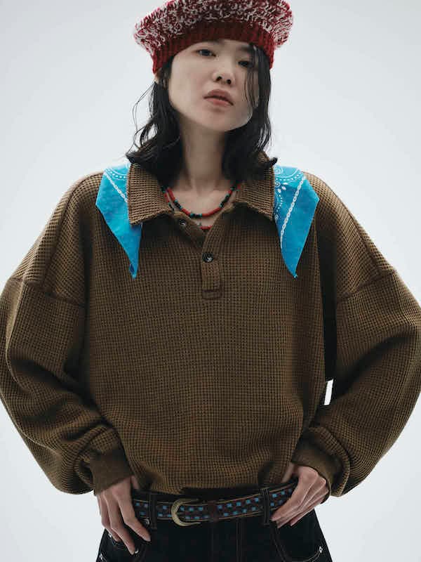 Diaspora skateboards �ǥ������ݥ� Waffle L/S Polo