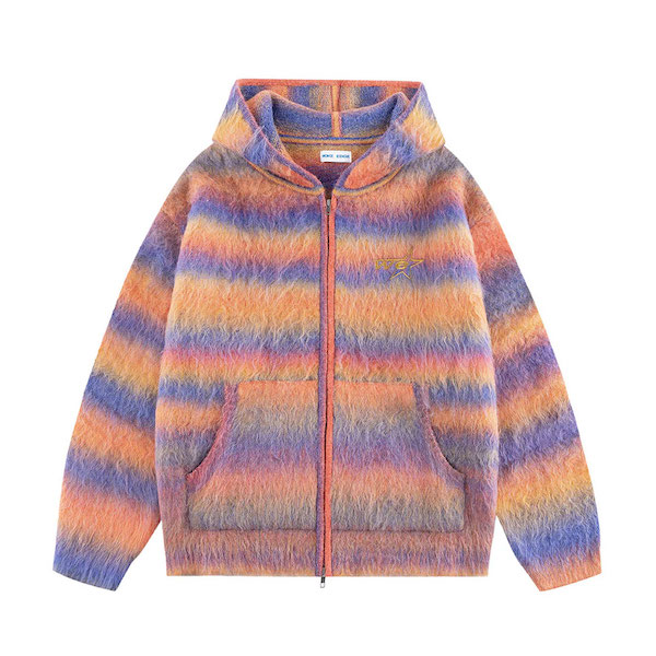 WOKE EDGE �����������å� Gradation Mohair Zip Knit