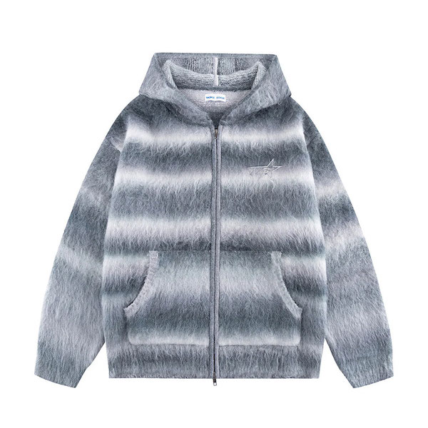 WOKE EDGE �����������å� Gradation Mohair Zip Knit