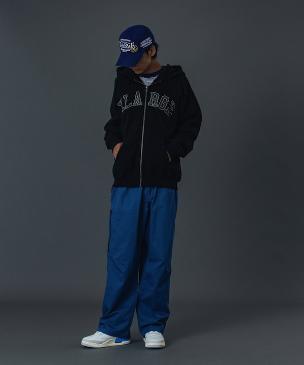 XLARGE �������ȥ�顼�� PERFORATED LEATHER LOGO ZIP UP HOODED SWEATSHIRT