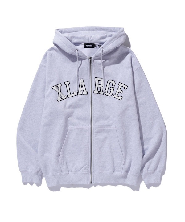 XLARGE �������ȥ�顼�� PERFORATED LEATHER LOGO ZIP UP HOODED SWEATSHIRT