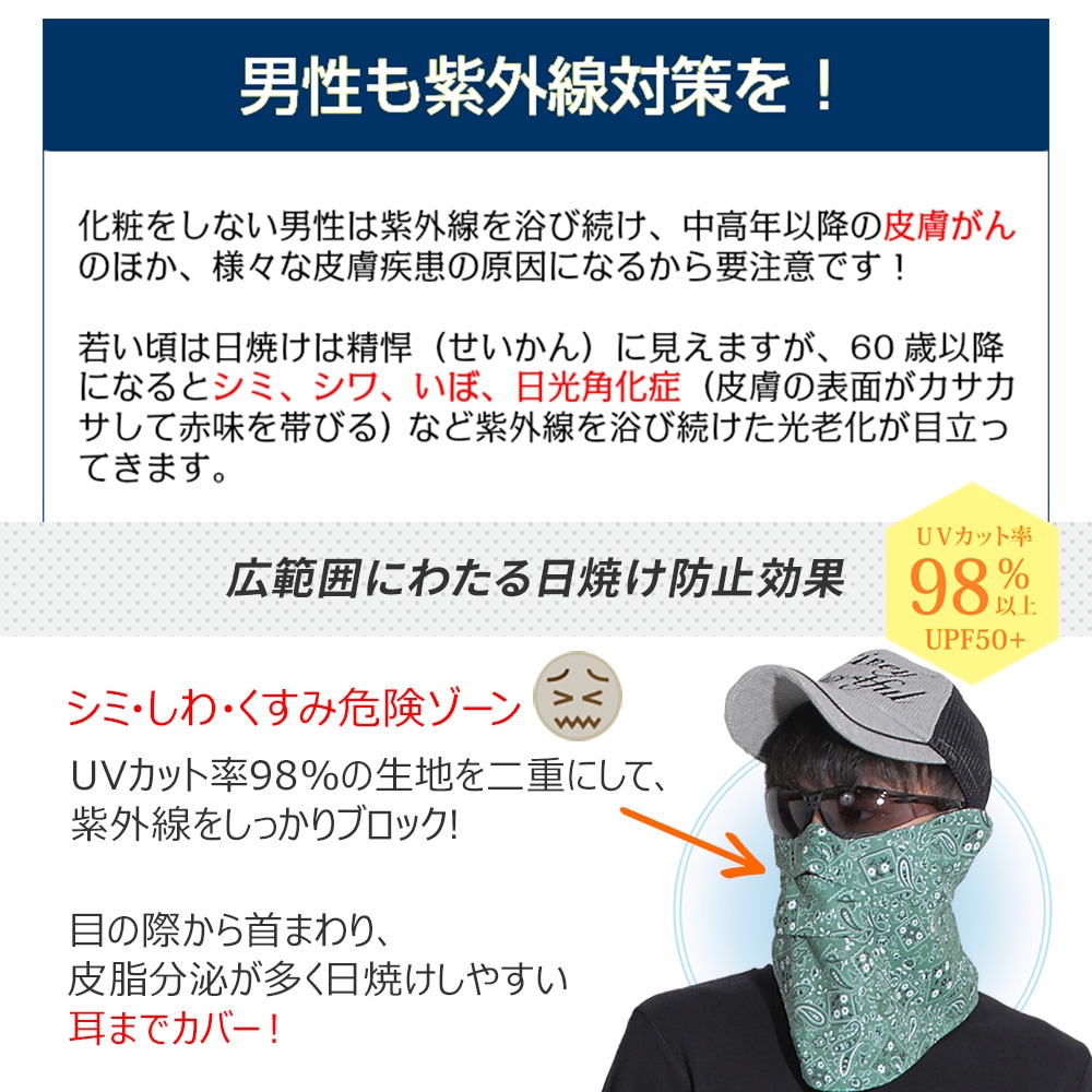 ＵＶカットフェイスカバーＣ型【男性用】｜UVマスクなどの紫外線