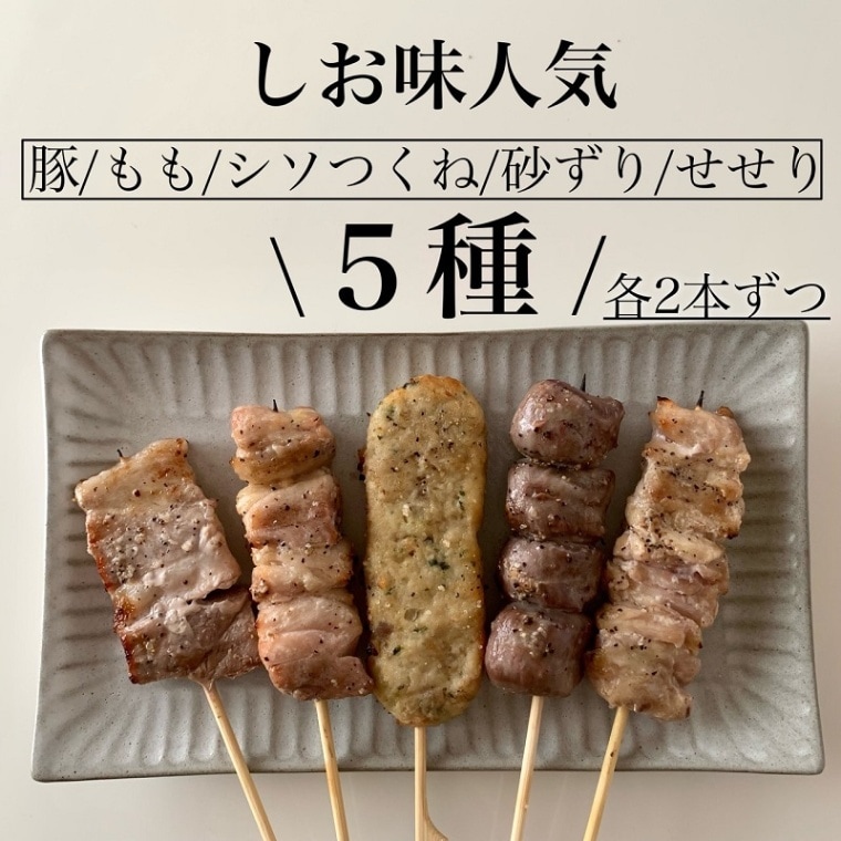 鹿児島/やまさき〉焼き鳥5種盛り10本（しお味）【調理済】