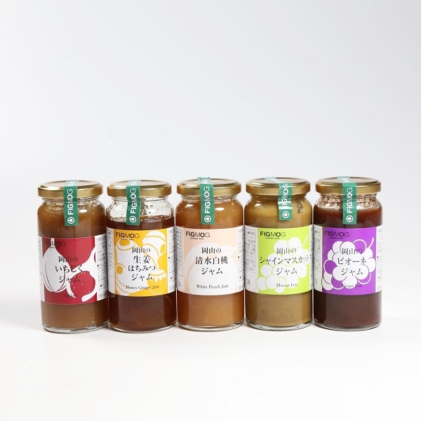 岡山/elims〉ジャム5本セット（いちじく、生姜はちみつ、白桃、ｼｬｲﾝ