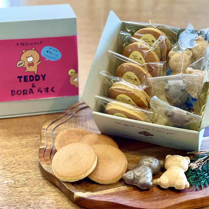 大阪/御菓子司一力総本店〉焼きチョコもなかTEDDY とDORAらすく詰め合わせ