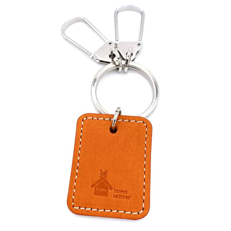 島根/出雲レザー〉キーホルダー（オレンジ）