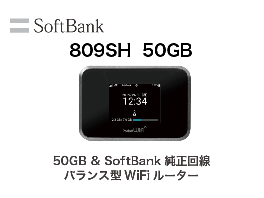 SoftBank 809SH 50GB/月 レンタル