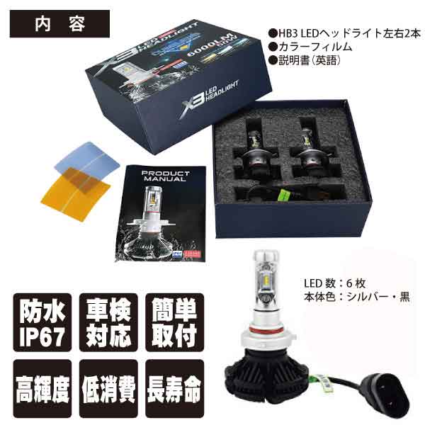 X3 HB3 PHILIPS �ե���쥹 ���η� �ָ��б� LED 12000LM LED�饤�� KIT �Υ�������󥻥顼 ��X3-HB3��