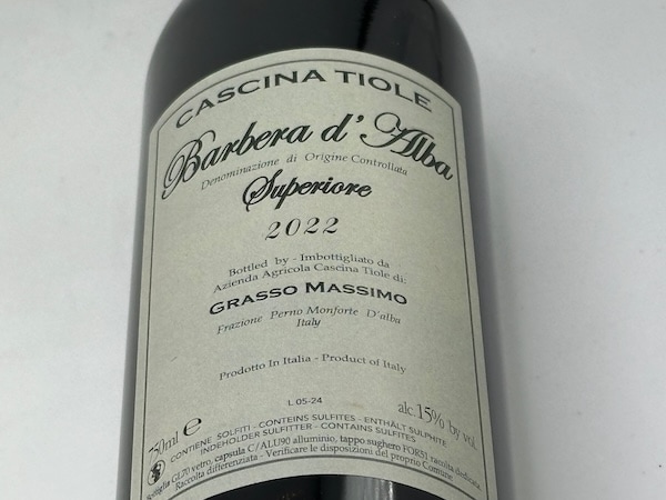 【赤ワイン】カッシーナ ティオレ / 　バルベーラ　ダルバ　スーペリオーレ [2022]