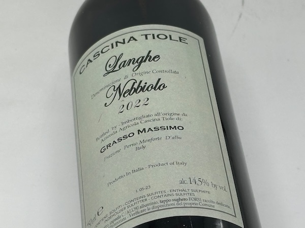 【赤ワイン】カッシーナ ティオレ / 　ランゲ　ネッビオーロ [2022]