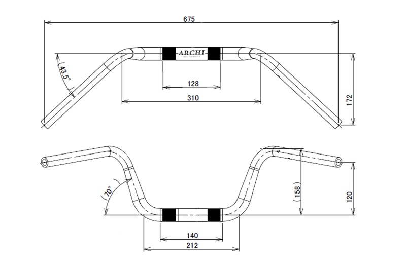 Z900RSѡϥɥС ARCHI-YBܥ ޥåȥ֥å +30å磻䡼դ	