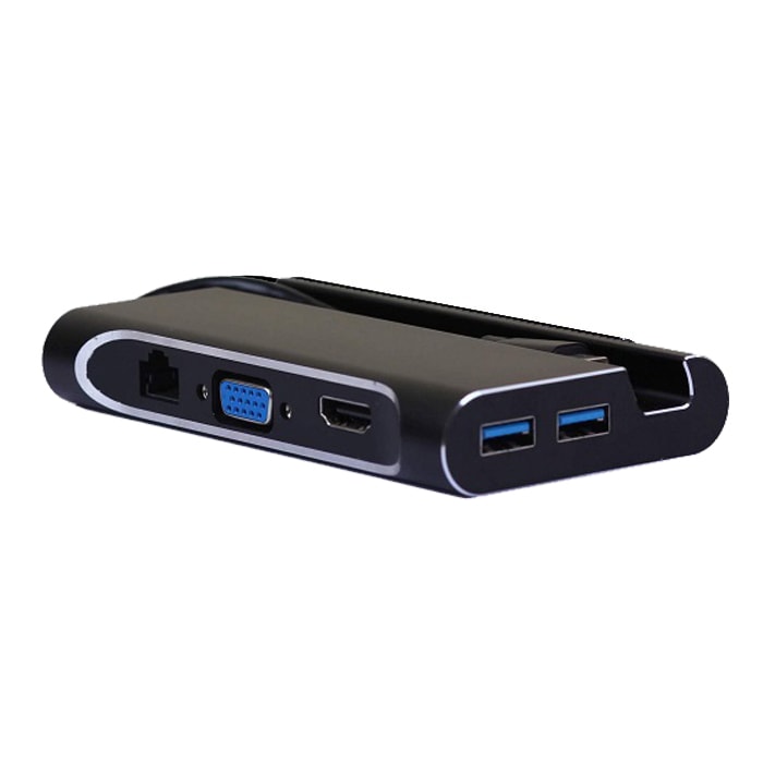 USB Type-Cハブ 7ポート 高速転送 USB3.0 変換アダプタ スマホスタンド 多機能HUB WT-CS07-BK(ブラック) / WT-CS07-SL(シルバー) USB type-C to HDMI VGA LAN USB3.0x3 type-Cx1(PD) USB-PD対応 5226