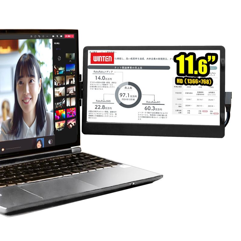 デュアルモニター 15.6インチ IPS FHD 1080P デュアルモニター ゲーミング モニター 15.6インチ 2画面 1080P 高画質