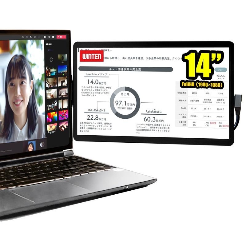 デュアルモニター ゲーミング モニター 15.6インチ 2画面 1080P 高画質