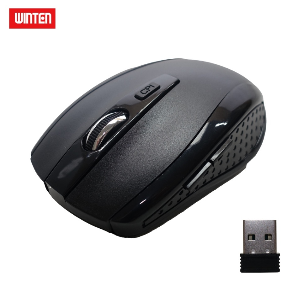 WINTEN ワイヤレスマウス WT-MS01-BK 無線 光学式 右利き 5ボタン 電池式 静音 小型 Windows mac OS Chrome Android