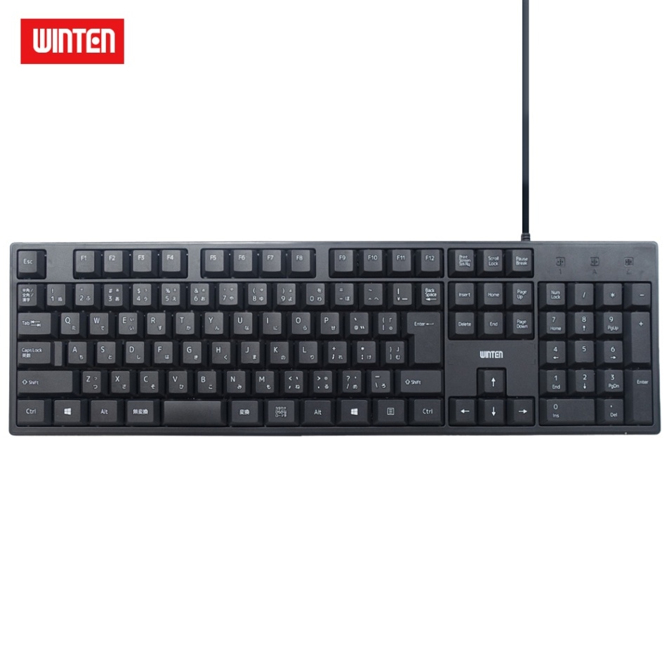 WINTEN 有線キーボード WT-KBU01-BK 薄型 軽量 パソコンキーボード USB接続 テンキーあり 109キー 角度調整可 Windows