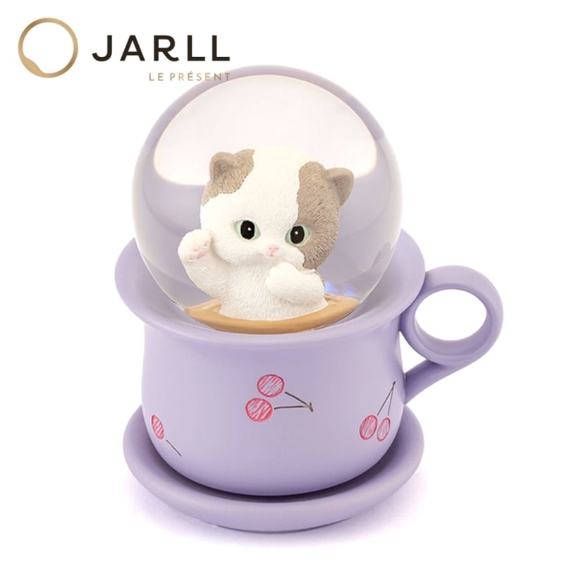 【JARLL】スノードーム 猫 マグカップ 高級 オルゴール（ぜんまい式）プレゼント 結婚祝い 誕生日 インテリア 置物 スノーグローブ AO19096