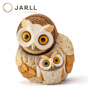 【JARLL】オルゴール フクロウ プレゼント AO23029 オルゴール (ぜんまい式) 首回転式 親子セット 取り外し可能 かわいい 木目 梟 鳥 母の日 結婚 祝い 贈り物 置物 飾り おしゃれ 8297