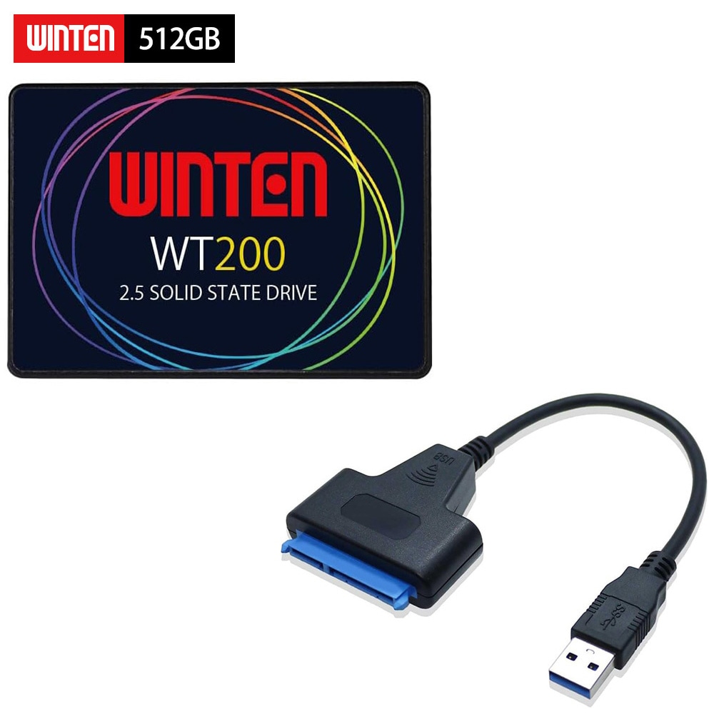 SSD 2.5インチ 512GB(外付けケーブルセット) SATA3 6Gbps 3D NANDフラッシュ搭載 2.5inch 内蔵型SSD【3年保証】WT200U-512GB 6329