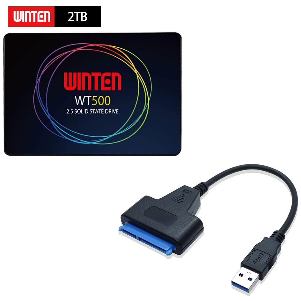 SSD 2.5インチ 2TB(外付けケーブルセット) SATA3 6Gbps 3D NANDフラッシュ搭載 2.5inch 内蔵型SSD【3年保証】WT500U-2TB 6331