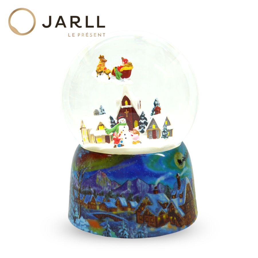 【JARLL】スノードーム クリスマス 村のイグルー 高級 オルゴール（ぜんまい式）プレゼント 結婚祝い 誕生日 インテリア 置物 スノーグローブ GB2103