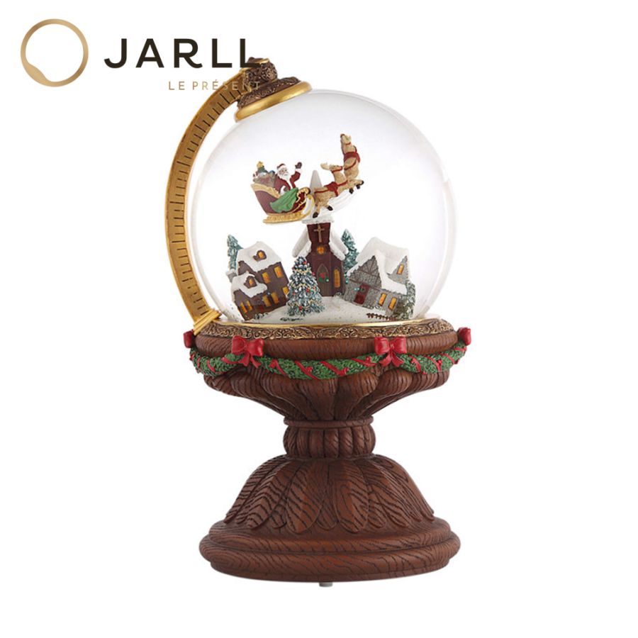 【JARLL】スノードーム クリスマス 地球儀 サンタクロース 高級 オルゴール（ぜんまい式）ライト付き プレゼント 結婚祝い 誕生日 インテリア 置物 スノーグローブ GG-HX1274