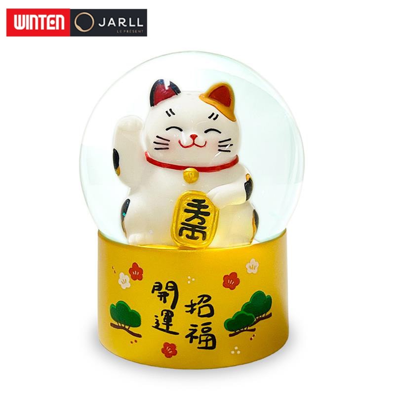 【JARLL】スノードーム 金運 招き猫 プレゼント 日本 beckoning cat お土産 祝い インテリア 置物 スノーグローブ IA25008
