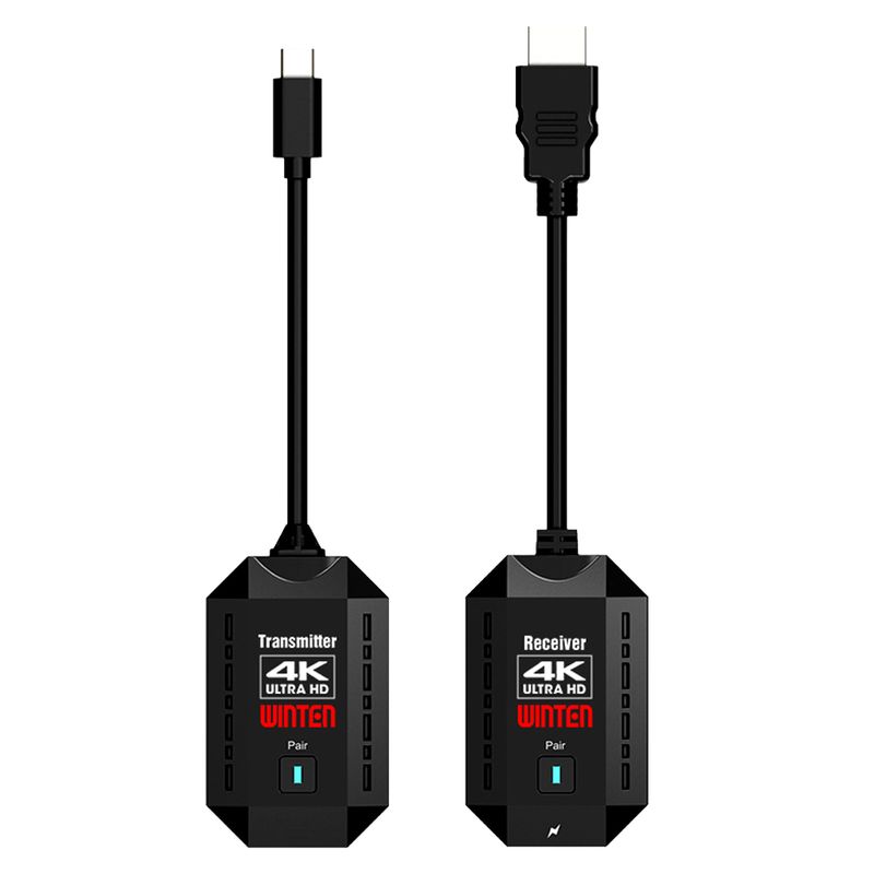 ワイヤレス HDMI 送受信機 4K対応 USB-C接続 無線映像・音声転送 画面ミラーリング対応 日本技適認証取得 ドライバー不要 最大8台増設 変換アダプター（miniHDMI）WTHL-WIFI4K-BK