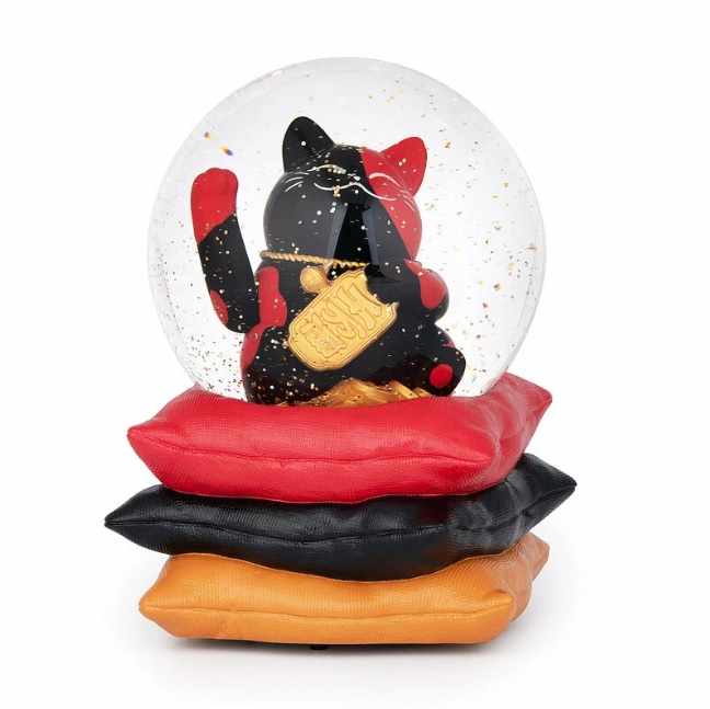【JARLL】スノードーム プレゼント 招き猫 オルゴール (ぜんまい式) ライト(電池) 回転式 スノーグローブ イルミネーション ネコ 贈り物 置物 AO21053 8246