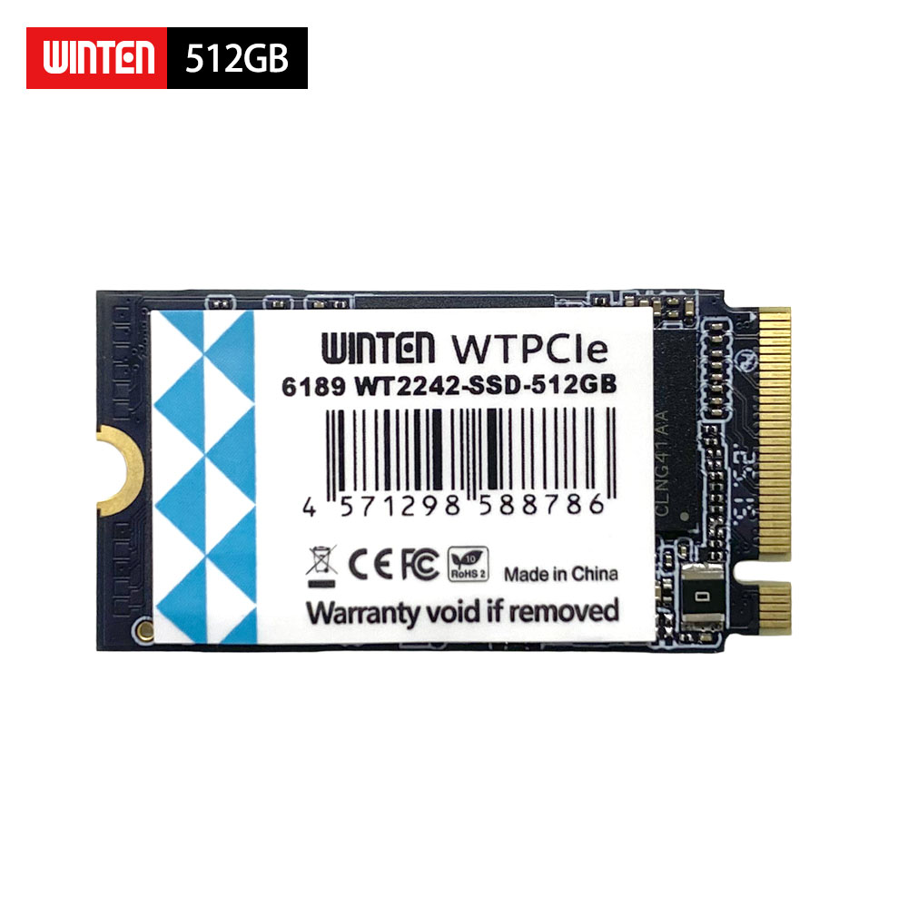【バルク品】WINTEN SSD 512GB M.2 2242 NVMe PCIe Gen3x4 最大読取3150MB/s 最大書込2200MB/s 3D NAND 3年保証 WT2242-SSD-512GB