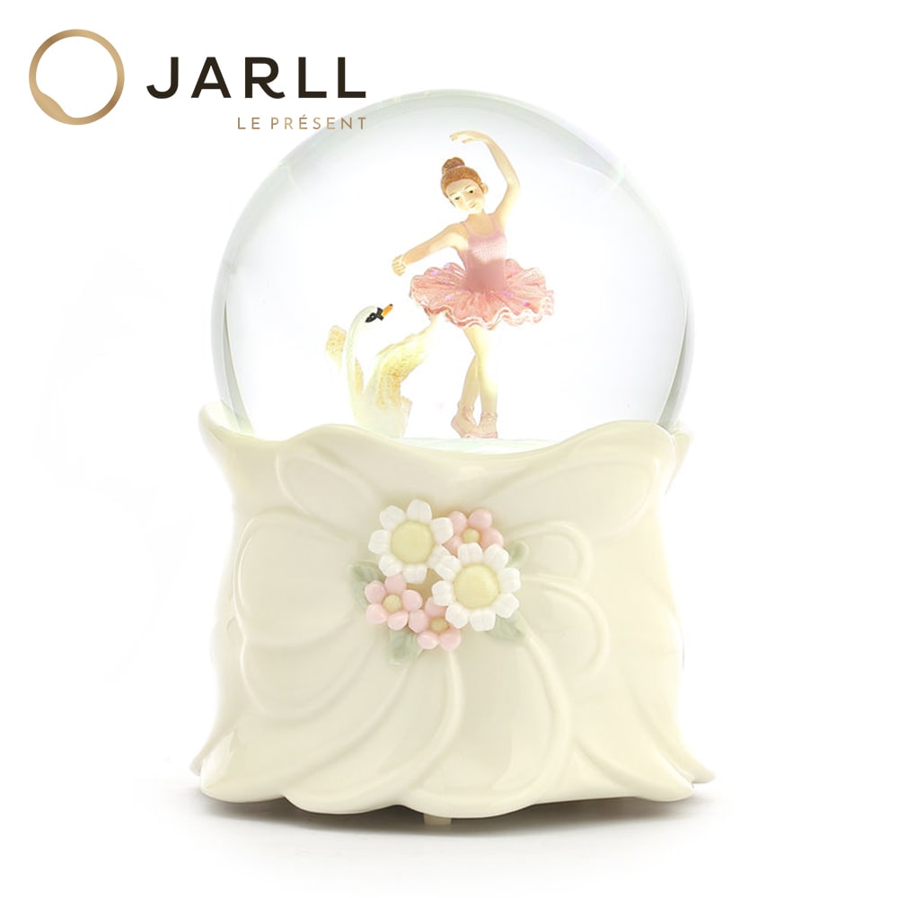【JARLL】スノードーム バレエ ミュージカル 白鳥 高級 オルゴール（ぜんまい式）ライト付き プレゼント 結婚祝い 誕生日 インテリア 置物 スノーグローブ SB1901