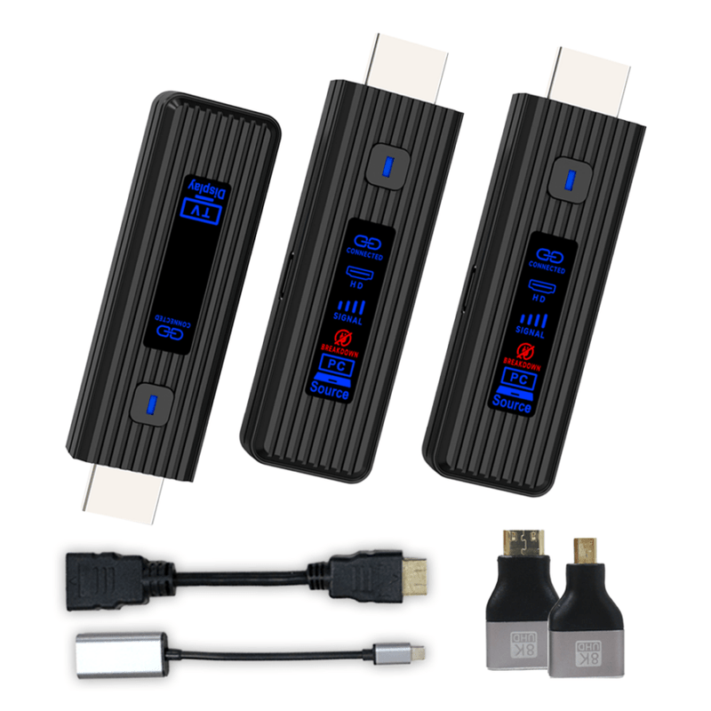 【セット割】WINTEN ワイヤレスHDMI 拡張セット（送受信機＋送信機）最大8台接続 50m 無線HDMIアダプタ 1080P フルHD ドライバー不要 技適認証 WTHL-WIFI01-BK